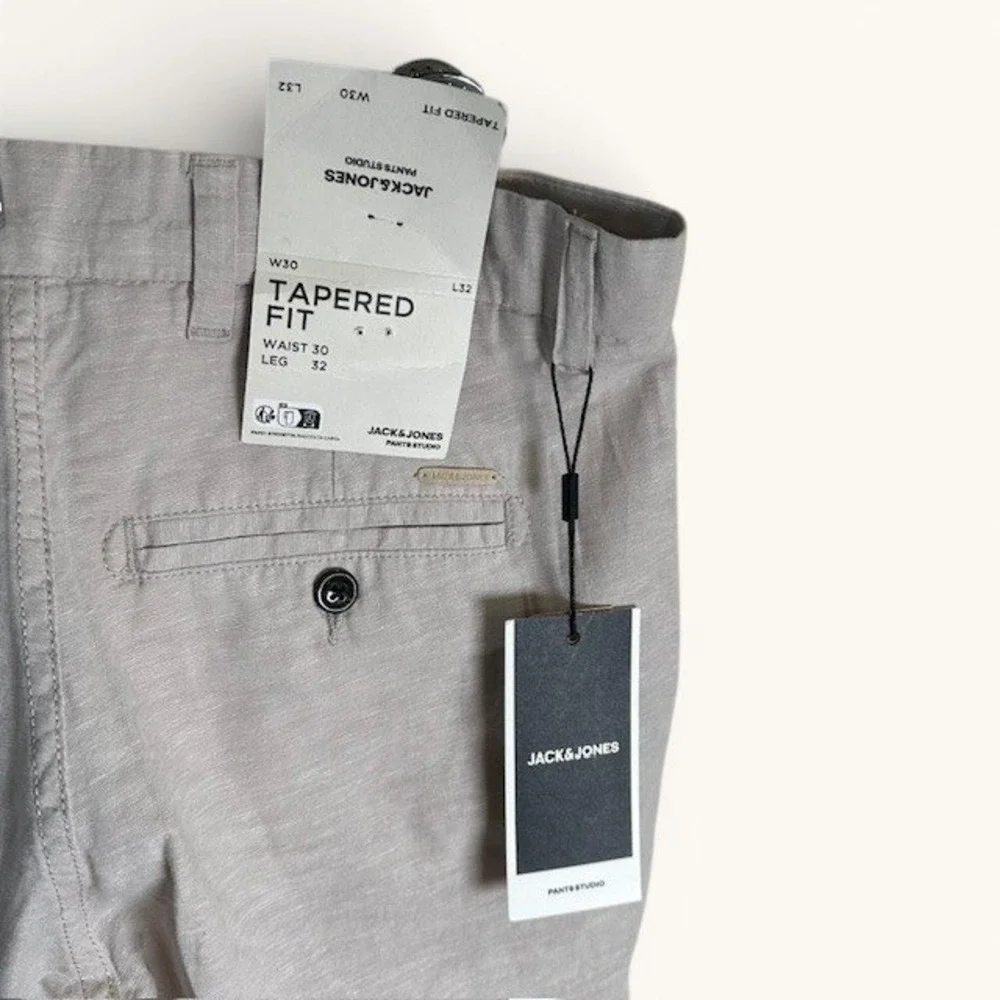 Jack & Jones Tapered Fit Linen Chino Pants | Modern Classic | Khaki | 30x32 NWT